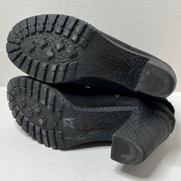 Timberland Atlantic Heights Fur Collar Black Block Heel Boot‎ Size 8.5 - Picture 10 of 11